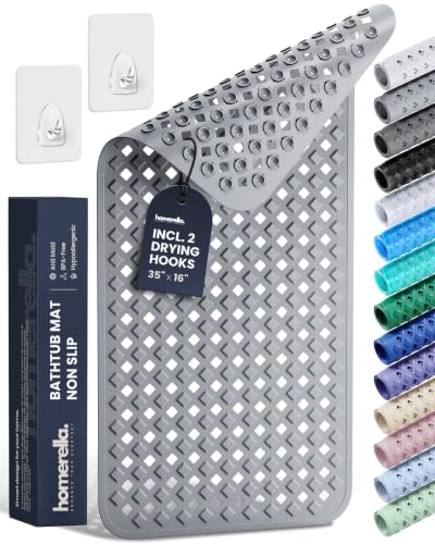 Bathtub Mat Non Slip 35x16 Shower Mat Non Slip Anti Mold BPA Free (Grey / 35" x 16" (Rectangular))