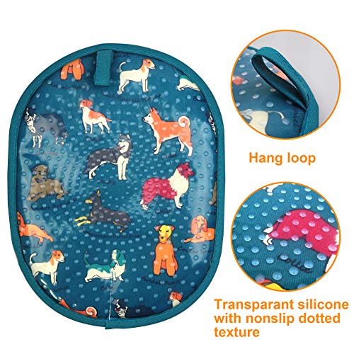 Pot Holders with Transparent Clear Silicone Shell and Nice Dog Flower (Potholders / Blue)