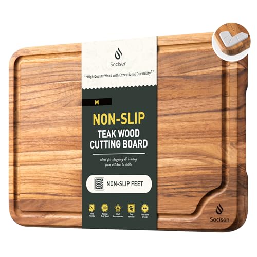 Teak Cutting Boards for Kitchen 13'' Teak Wood Wooden Charcuterie Board (13"L x 9.5"W)