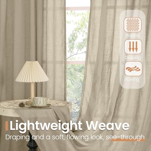 Short Linen Curtains 40 Inches Long for Cafe Kitchen (Camel / 30"W x 40"L (Pack of 2))
