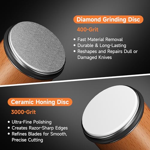 Rolling Knife Sharpener with Diamond & Ceramic Disc (Premium Kit)