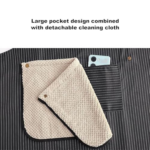 Apron with Detachable Towel and Pockets (Black)