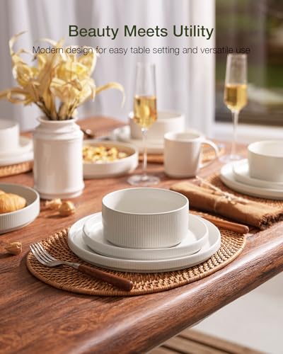 Star Dinnerware Sets with Mugs (Matte White)