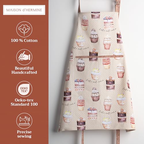 Aprons for women with Pocket 100% Cotton Pack of 1 (098 - Cakes)