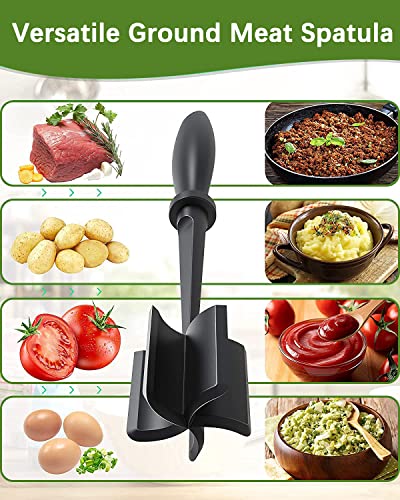 2Pack Meat Chopper Hamburger Masher Ground Beef Smasher Utensil Mix Tool (2 Pack-Black)