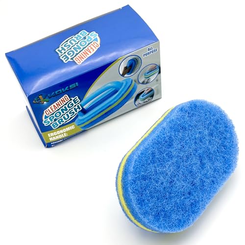 Cleaning Brush for Bathroom Kitchen Bathtub Toilet Cleaner All Purpose Shower Sponge Scrubbing Brush with Ergonomic Handle