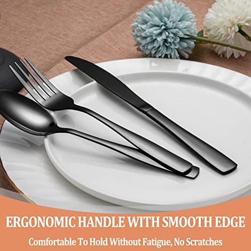 20 Pcs Black Silverware Set (Black)