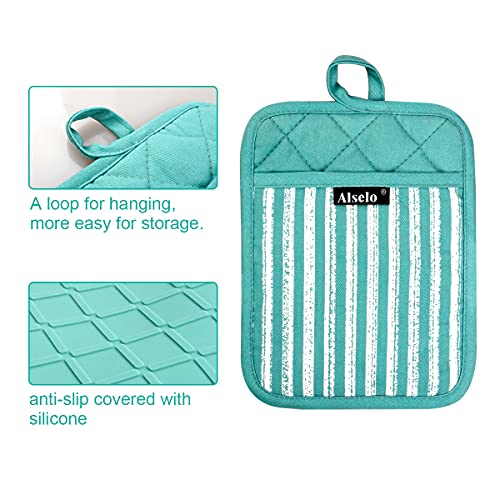 Silicone Pot Holders Set of 3 Heat Resistant & Non Slip Potholders (Green)