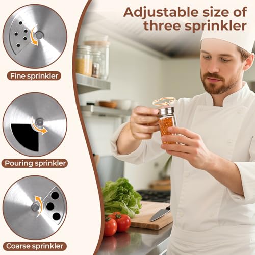 Glass Spice Jars with Shaker Lids 8 oz 6 Pack Square (8 fl oz x 6 - Shaker Lids)