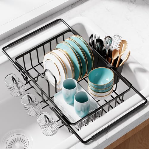 Dish Drying Rack in Sink (Black / Standard - 15.4" × 9.8" × 3")