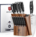15Pcs High Carbon Stainless Steel Knife Set with Block (Black)