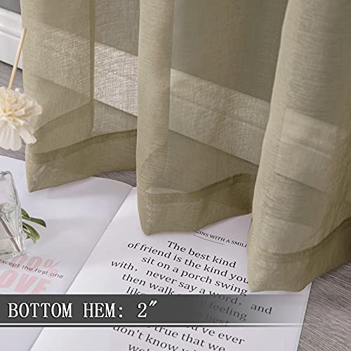 Sheer Curtains Linen Textured Bedroom Curtain Sheers Light Filtering Rod Pocket Voile Curtains for Living Room (54"W x 63"L (Pack of 2) / Taos Taupe)