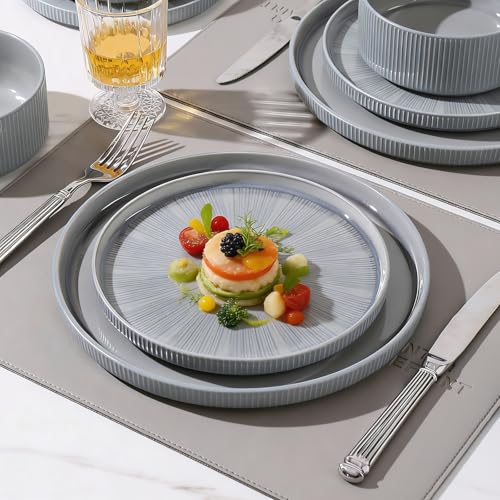 Stoneware Dinnerware Sets for 6 (Blue / 6-Set(18pcs))