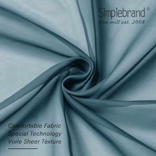 Dusty Blue Sheer Curtains 63 Inch Length 2 Panels (Dusty Blue / 42"W x 63"L (Pack of 2))