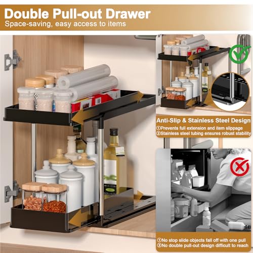 Expandable Under Sink Organizer (27.9"L x 15.51"W-Fixed height)