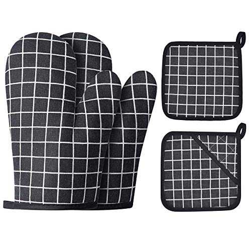 Oven Mitts and Potholders BBQ Gloves (Black)