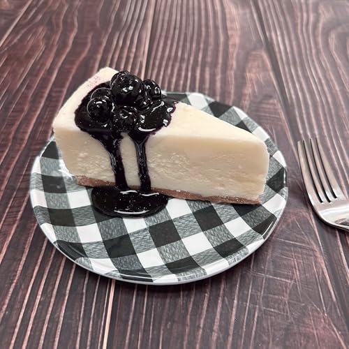 Gingham Melamine Round Dessert Plates (Gingham Black)