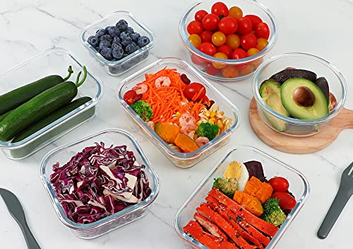24 Piece Glass Food Storage Containers with Lids (Gray)
