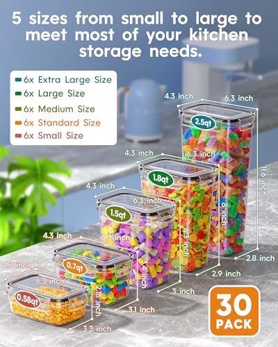 30 PCS Airtight Food Storage Containers with Lids (30 Piece)