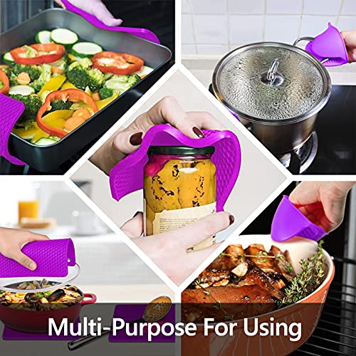 6pcs Silicone Oven Mitts and Pot Holders Sets for Kitchen (Purple)