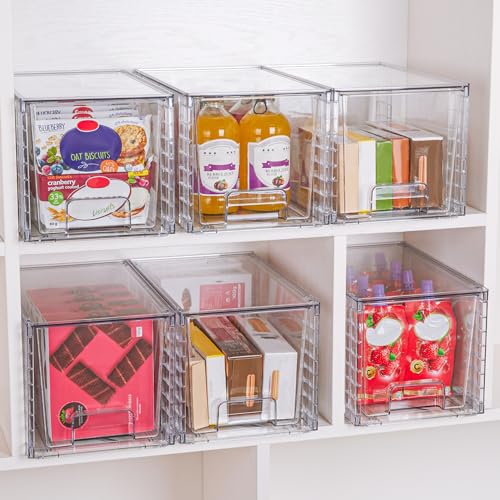 2 Pack Large Stackable Storage Drawers (Clear( 2 Pack))