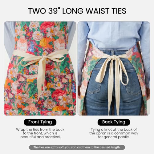 2 Pack Floral Aprons with Pocket (2pack #D)