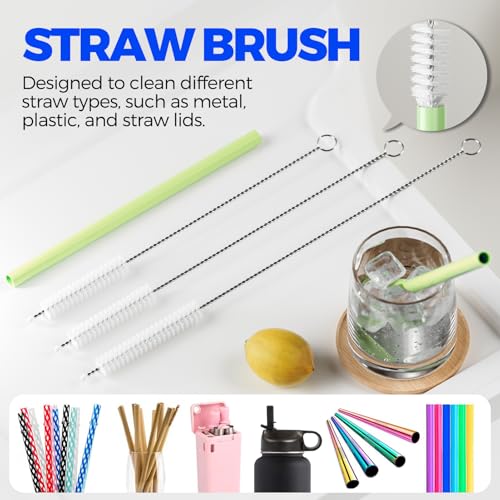 6 Pack 4 in 1 Cup Lid Cleaning Brush 3 Straws Bottle Brush (Olive)