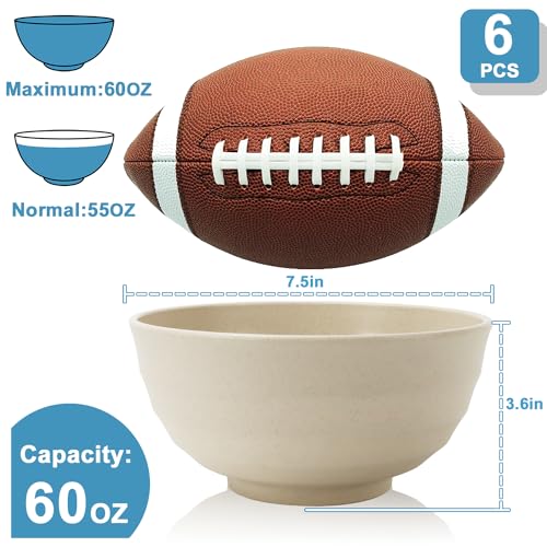 Large Salad Bowls Set of 6 (Multicolor / 60 Oz)