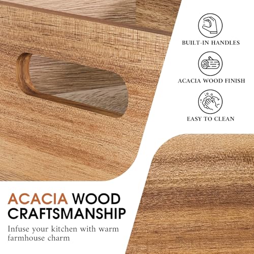 Acacia Wood Kitchen Utensil Holder with Drawer