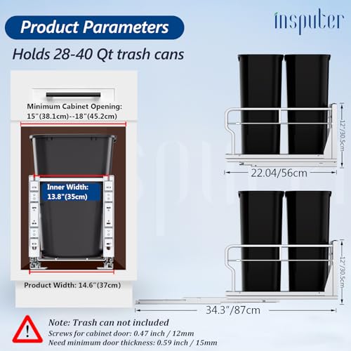 Dual Pull Out Trash Can Under Cabinet with Soft (Double / Silver)