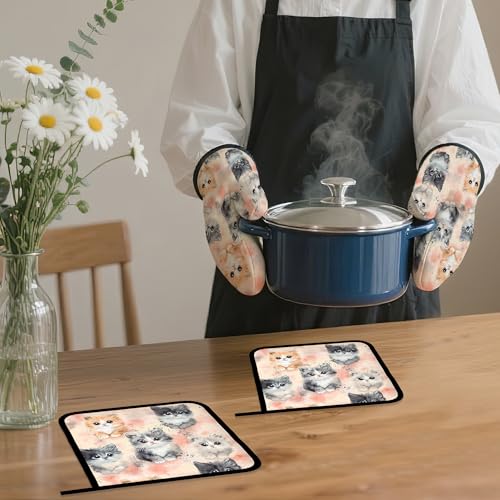 Cute Cat Oven Mitts and Pot Holders (Cute Cat)