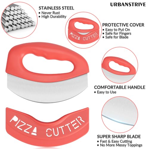 Pizza Cutter with Blade Cover Stainless Steel Upgraded Sharper Blade Coral (Coral)