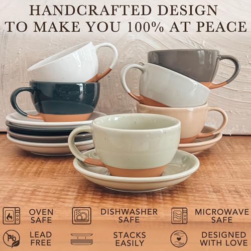 Ceramic Latte Art Mug With Saucer (Light Matcha)