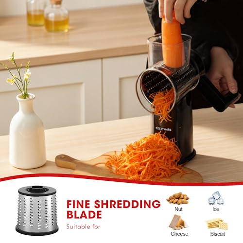 Rotary Cheese Grater Hand Crank with Foldable Handle (Black)