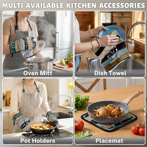 Teal Striped Kitchen Decor Set (Teal Striped)