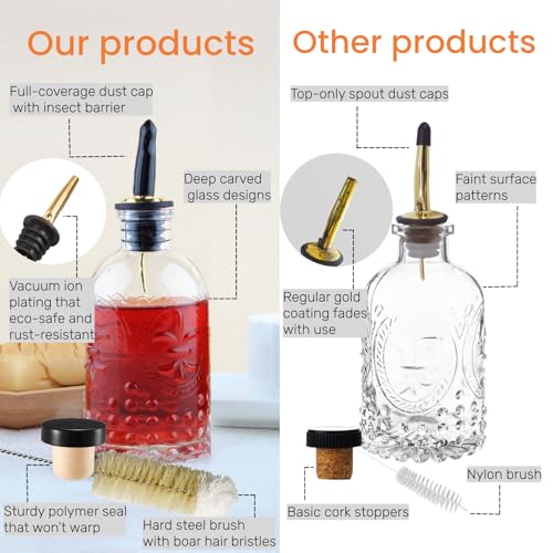 Coffee Syrup Dispenser Bottles Set 2 Pack 7 OZ Simple Small Syrup Bottles Set with Metal Pour Spout Ideal for Coffee Syrups