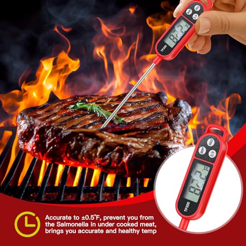 12 Pcs Meat Food Thermometer Food with Probe (Red)