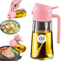 16 oz 2-in-1 Glass Olive Oil Sprayer for Cooking, Pink (1Pc Pink)