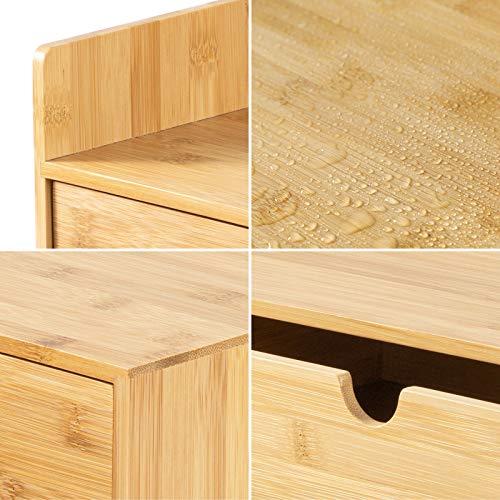 Bamboo Desk Organizer with Drawers (1 with shelf-3 Drawers)
