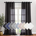 Linen Textured Sheer Curtains 108" L for Living Room (52"W x 108"L (Pack of 2) / Black)
