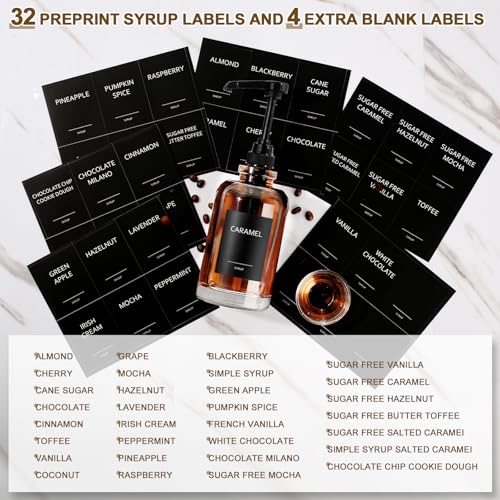 Coffee Syrup Dispenser for Coffee Bar (Black / Set of 3)