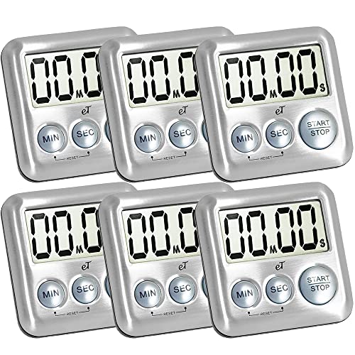 Elegant Digital Kitchen Timer Stainless Steel (Silver 6-pack)