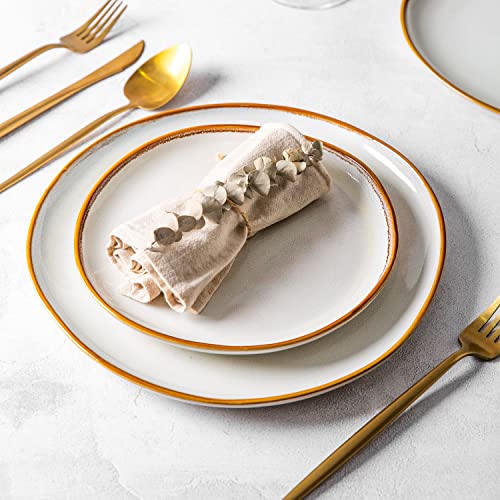 Ceramic Dinner Plates Set of 6 (Pearl White / 10.5 Inch)