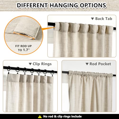 Living Room Curtains for Windows (50"W x 108"L (Pack of 2) / Taupe)