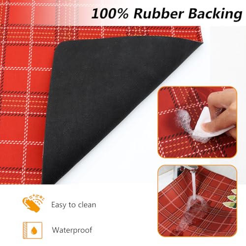 Christmas Red Coffee Mat Dish Drying Mat Hide Stain High Absorbent Drying Mat for Kitchen Easy Clean (Green Pine Tree / 19" x 12")