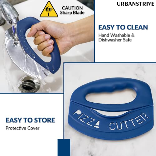 Pizza Cutter with Blade Cover Stainless Steel Upgrade Sharp Blade Dark Blue (Dark Blue)