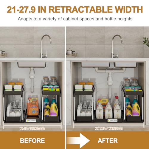 Expandable Under Sink Organizer (27.9"L x 15.51"W-Fixed height)