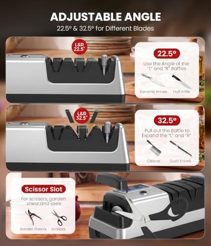 Electric Knife Sharpener for Kitchen Knives (Silver)