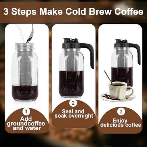 Cold Brew Coffee Maker Pitcher (64 Ounces / Black)