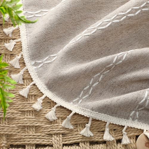 Khaki Brown Boho Blackout Curtains 63 Inch 2 Panels with Tassels (Khaki Brown / 52"W x 63"L (Pack of 2))